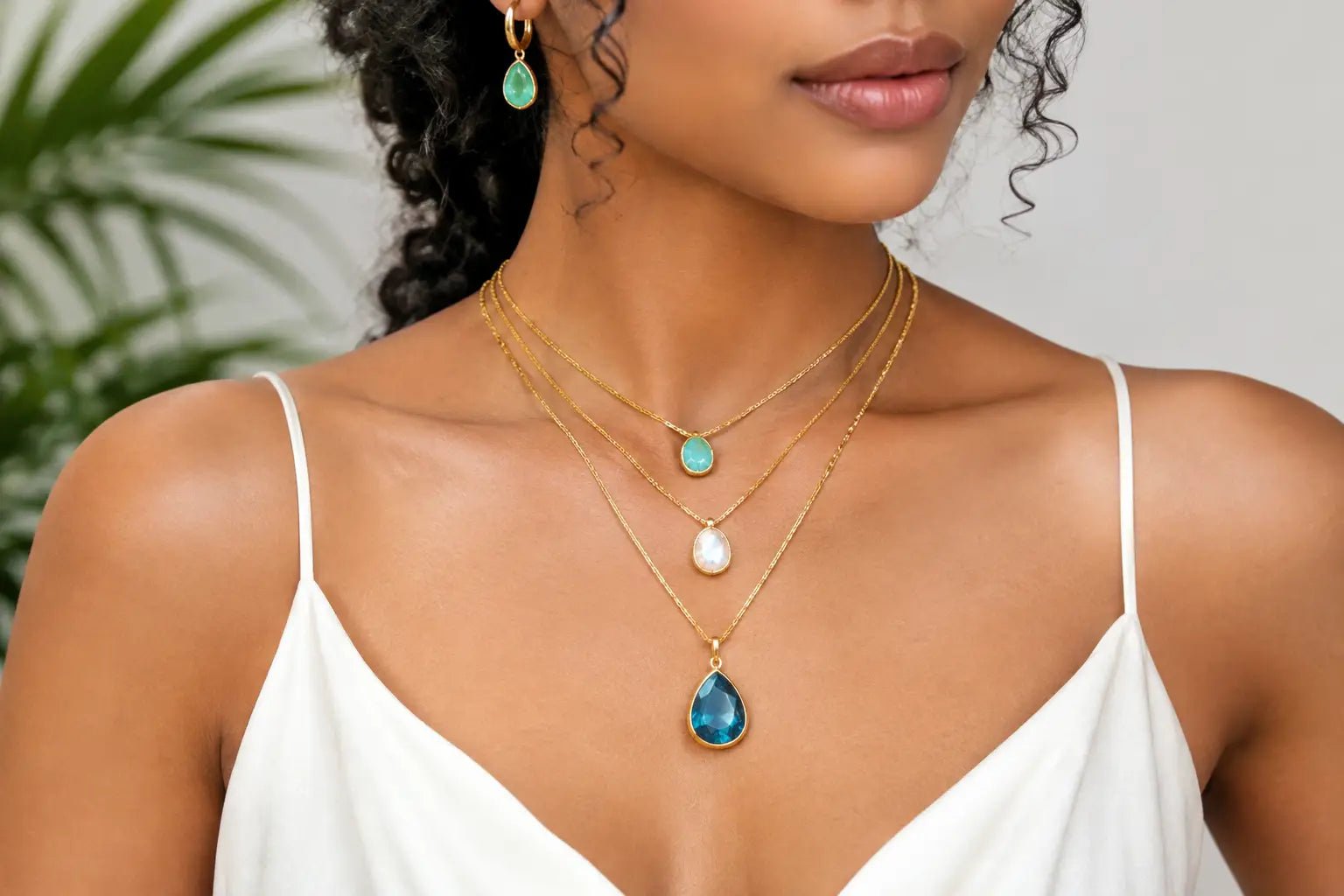 Pendant Necklace Layering With Caribbean Gems - Larimar Creations