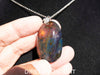 Blue Amber pendant Large Cabochon Blue Amber, 925 sterling Silver