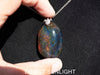 Blue Amber pendant Large Cabochon Blue Amber, 925 sterling Silver