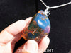 Blue Amber pendant Big Cabochon in Dominican Blue Amber