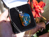 Blue Amber pendant Big Cabochon in Dominican Blue Amber