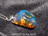 Blue Amber pendant Big Cabochon in Dominican Blue Amber