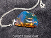 Blue Amber pendant Big Cabochon in Dominican Blue Amber