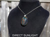 Blue Amber pendant Large Cabochon Blue Amber, 925 sterling Silver