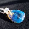 blue amber pendant 925 sterling silver