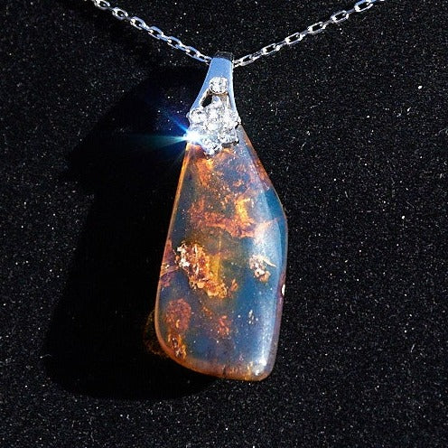 For Sale Large Green natural Amber Pendant in Sterling Silver