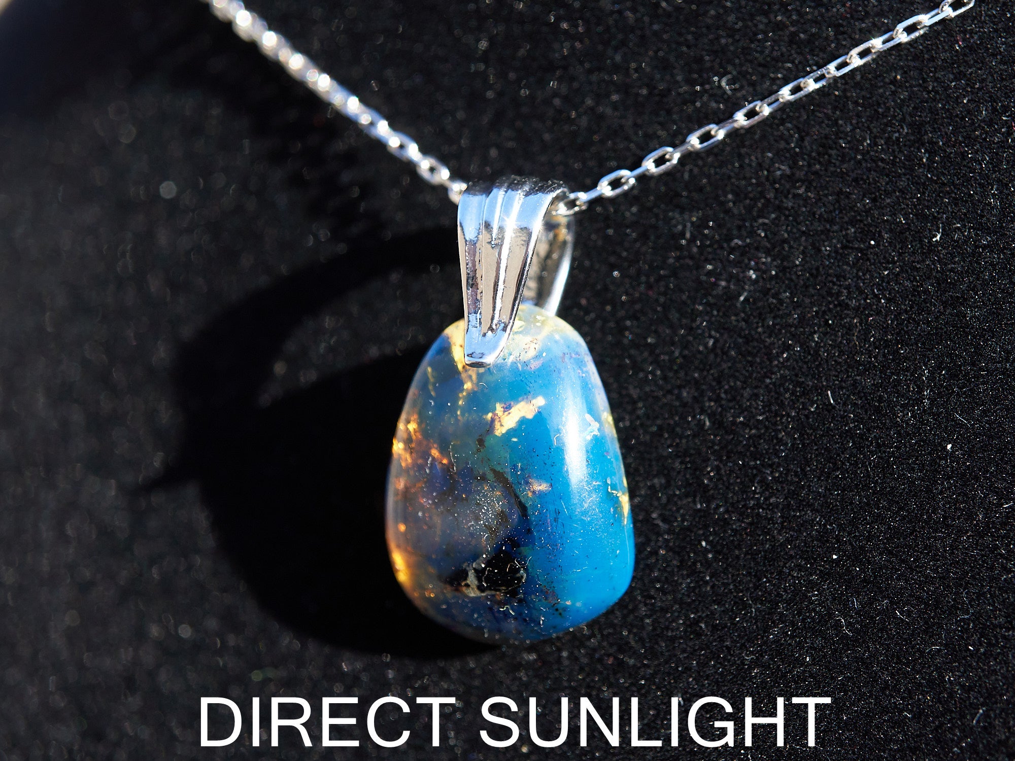 blue amber pendant 925 sterling silver