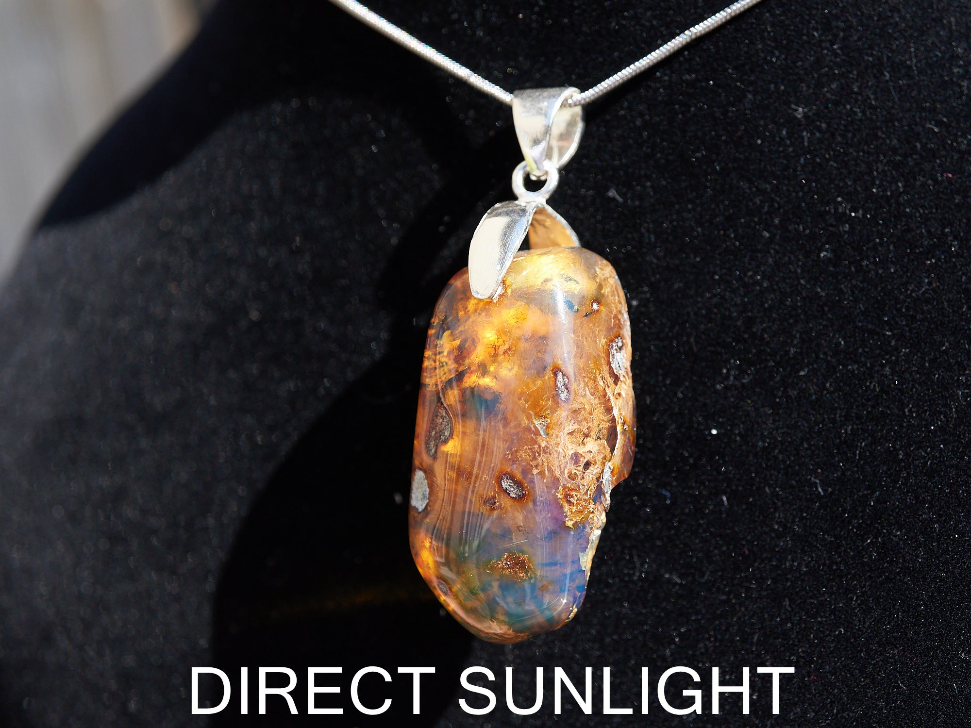 Necklace 357. factory A. Sun blue Amber