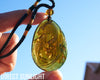 Blue Green Amber Dominican Koi Fish Pendant Necklace shape carving