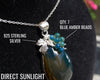 Blue Amber Dominican Pendant with Blue amber beads on 925 Sterling Silver