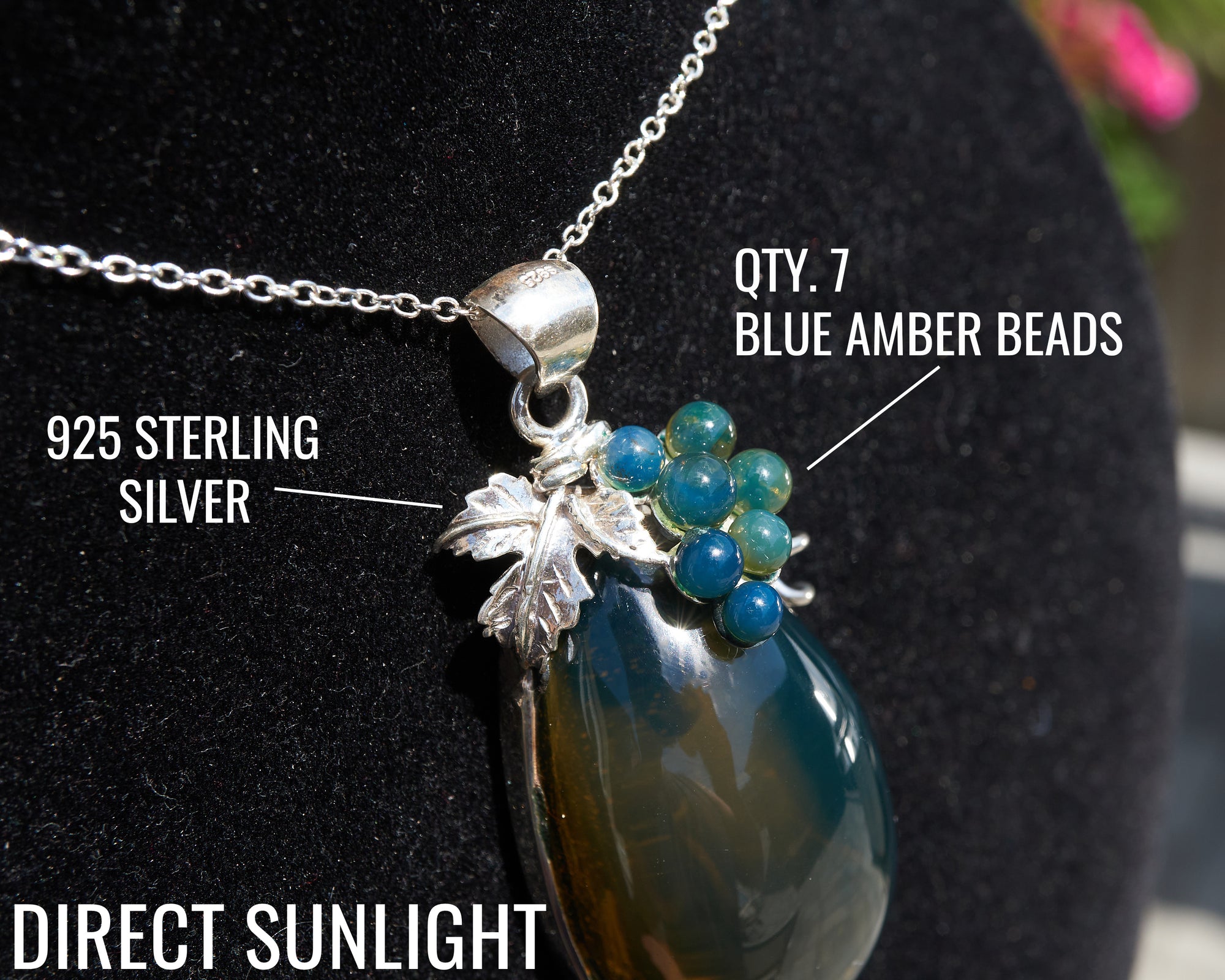 blue amber pendant