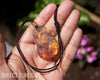 Blue Amber Dominican Pendant Necklace Flower hand-carved