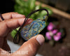 Blue Amber Dominican Pendant Necklace Flower hand-carved