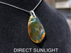 Authentic Blue Amber and Green Dominican Pendant on 925 Sterling Silver