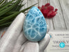 High-quality Larimar cabochon featuring a rich turquoise color and unique marbling