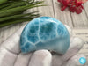 Larimar Moon Cabochon | Crescent Natural Larimar Gemstone | Polished Caribbean Healing Crystal for Jewelry Making | Crescent Stone Craft