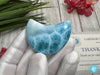 Larimar Moon Cabochon | Crescent Natural Larimar Gemstone | Polished Caribbean Healing Crystal for Jewelry Making | Crescent Stone Craft