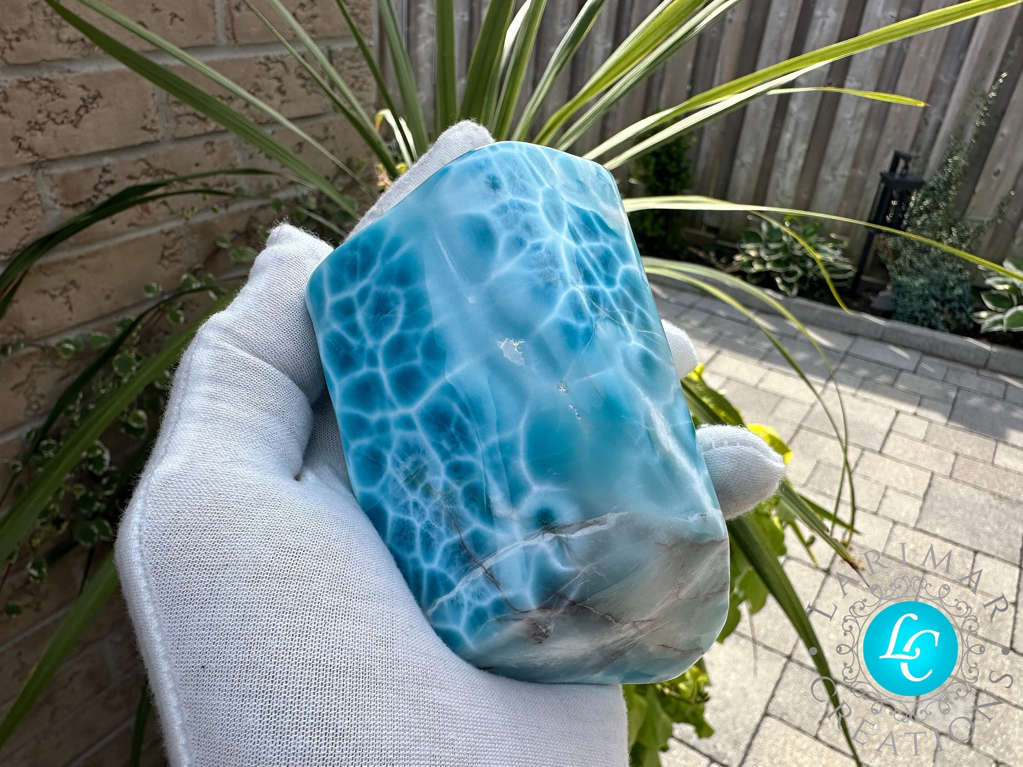 AAA BIG LARIMAR CABOCHON, KIDNEY PATTERN. - Larimar Creations