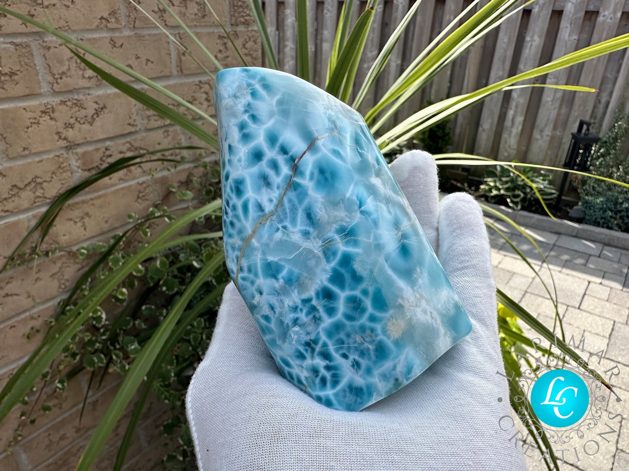 AAA BIG LARIMAR CABOCHON, KIDNEY PATTERN. - Larimar Creations