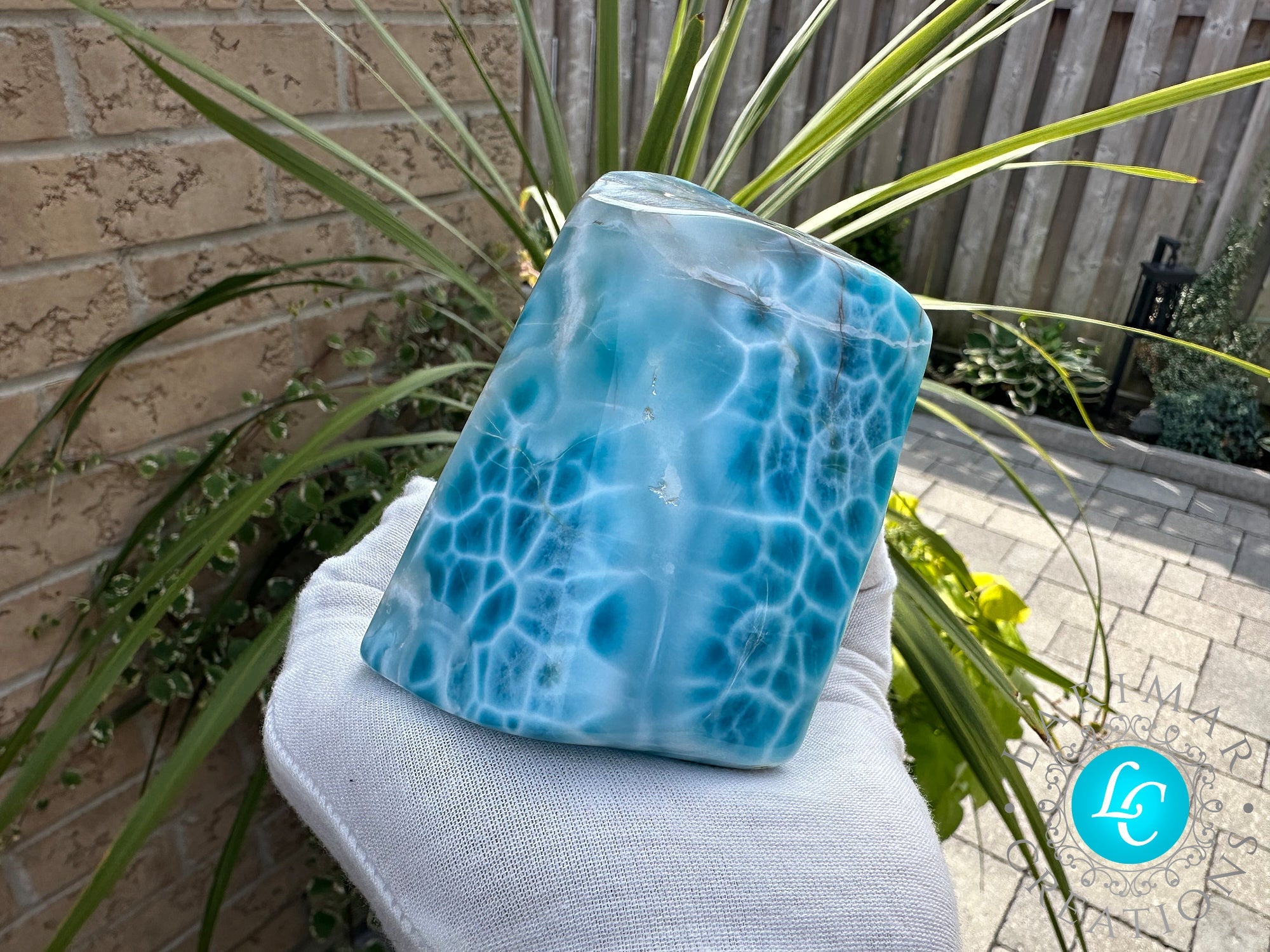 AAA BIG LARIMAR CABOCHON, KIDNEY PATTERN. - Larimar Creations