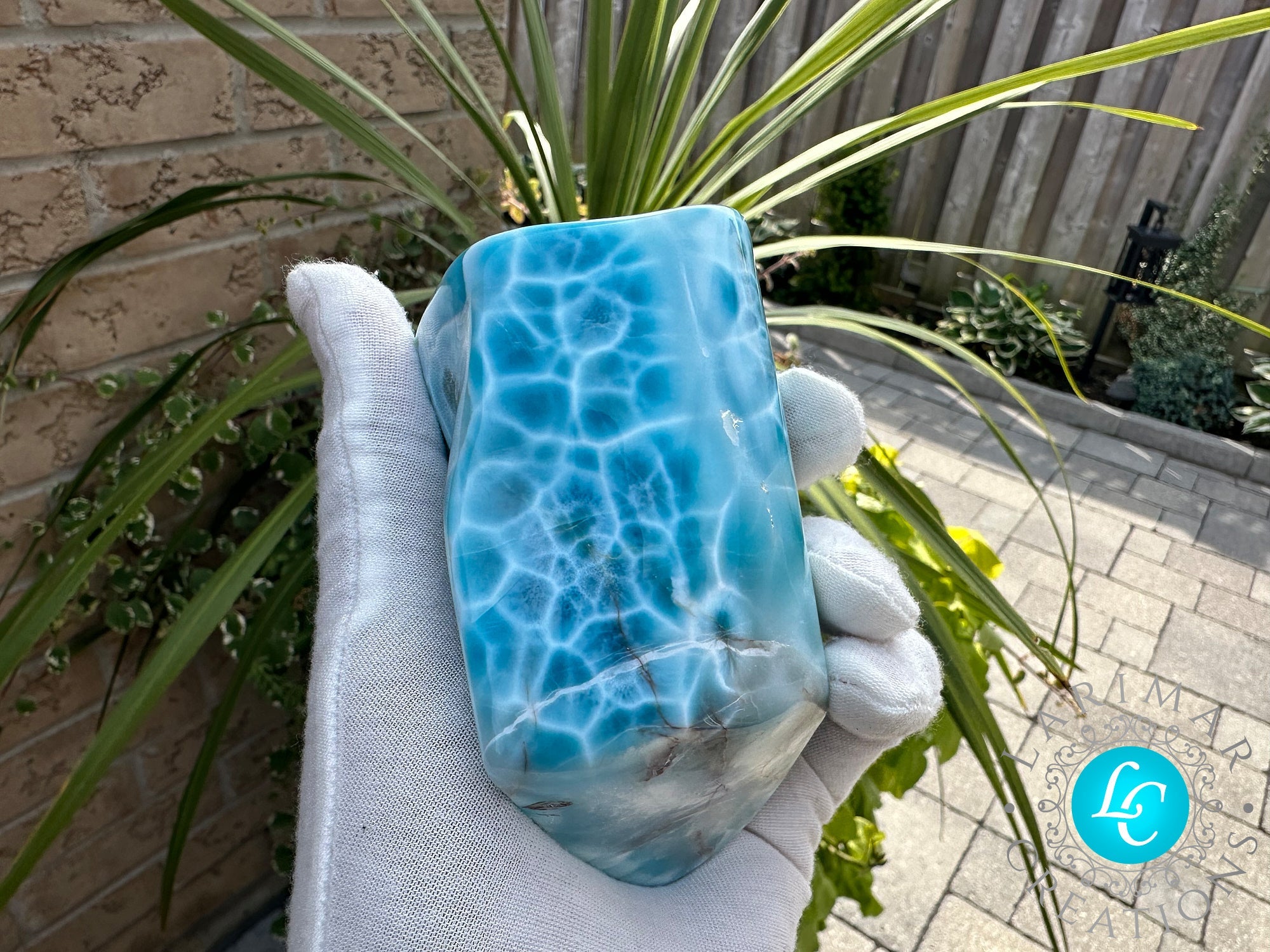 AAA BIG LARIMAR CABOCHON, KIDNEY PATTERN. - Larimar Creations