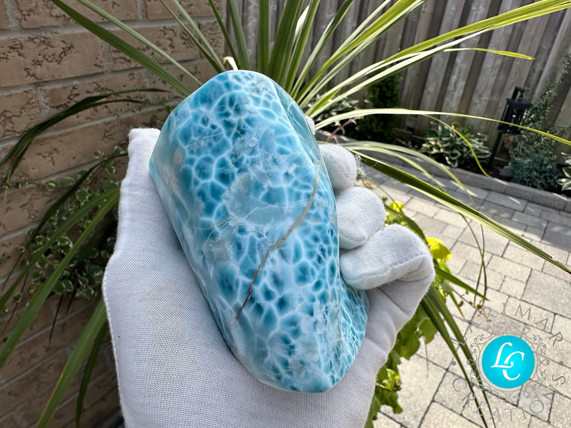AAA BIG LARIMAR CABOCHON, KIDNEY PATTERN. - Larimar Creations