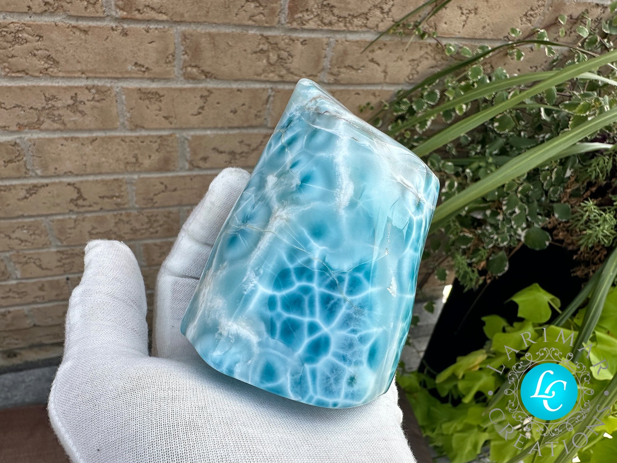 AAA BIG LARIMAR CABOCHON, KIDNEY PATTERN. - Larimar Creations