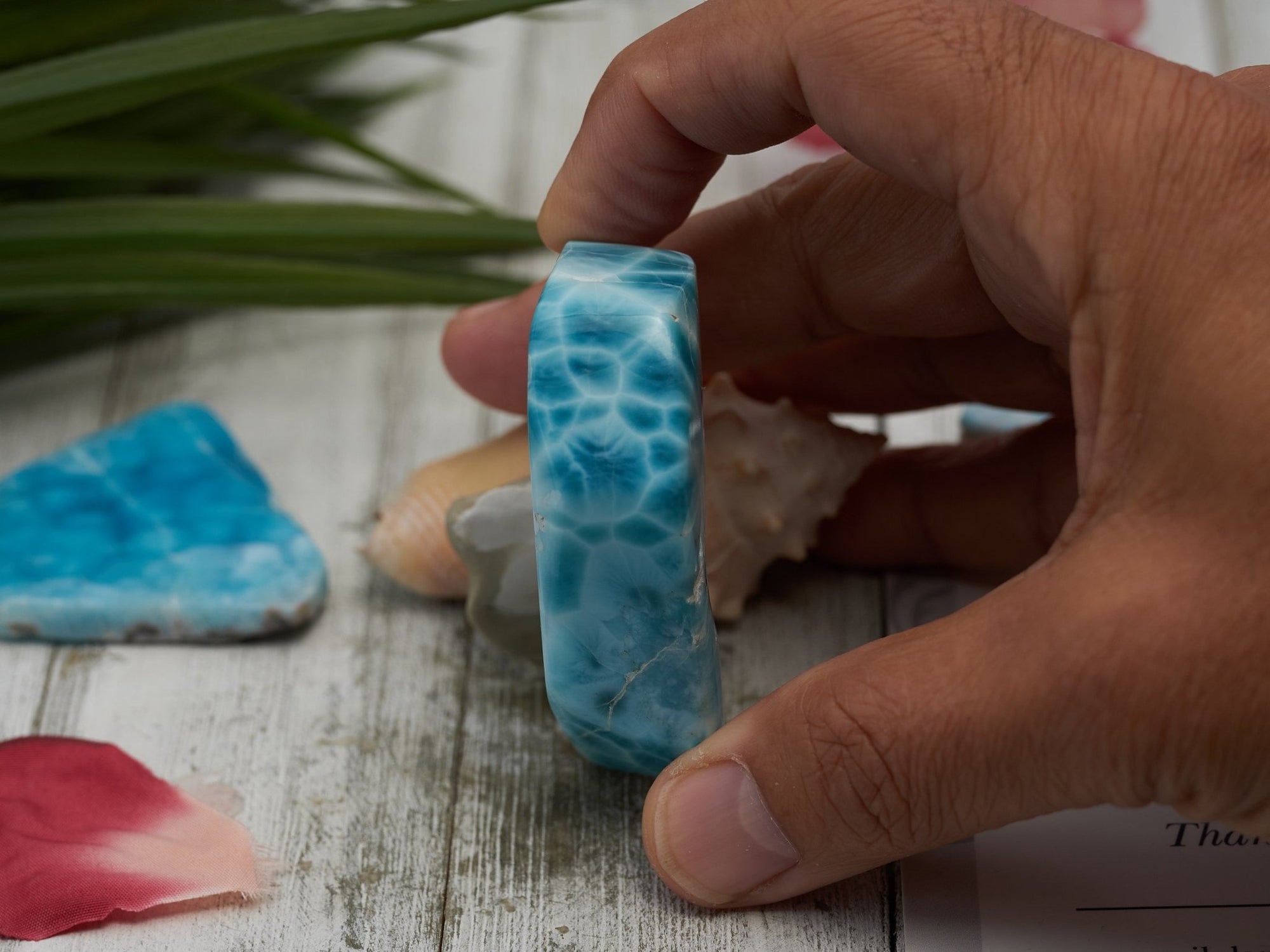 AAA LARIMAR CABOCHON, KIDNEY PATTERN.