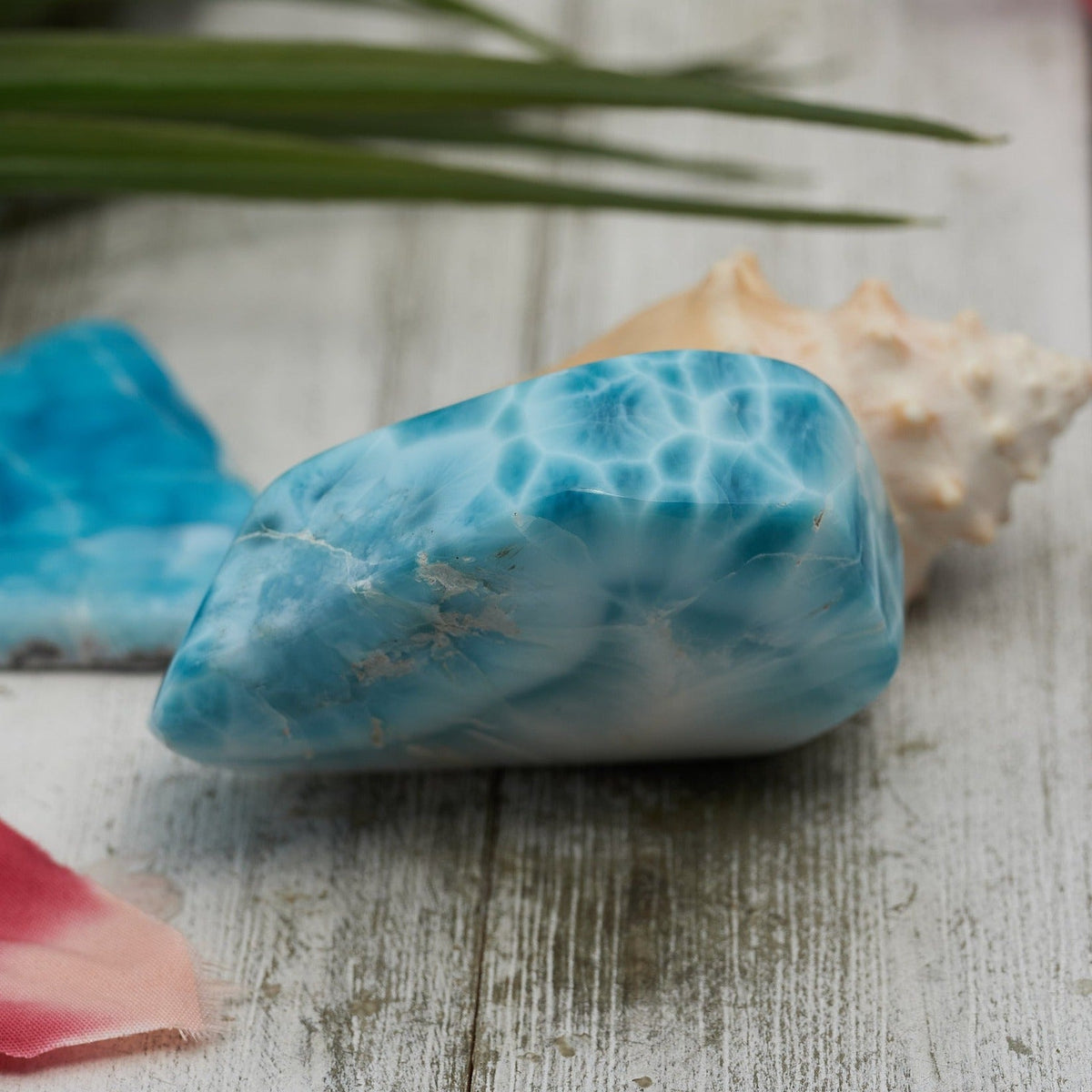 AAA Larimar Cabochon, Unique Kidney Pattern Design - Larimar Creations