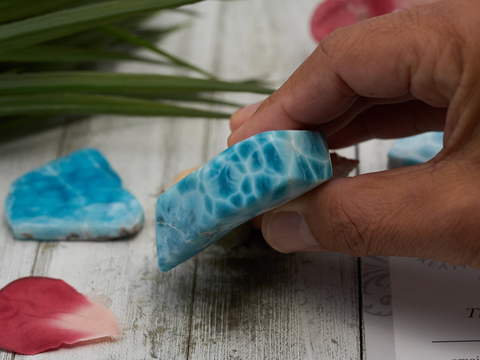 AAA Larimar Cabochon, Unique Kidney Pattern Design - Larimar Creations