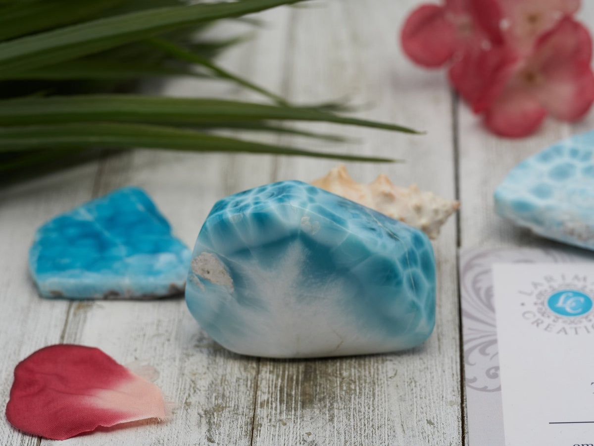 AAA Larimar Cabochon, Unique Kidney Pattern Design - Larimar Creations
