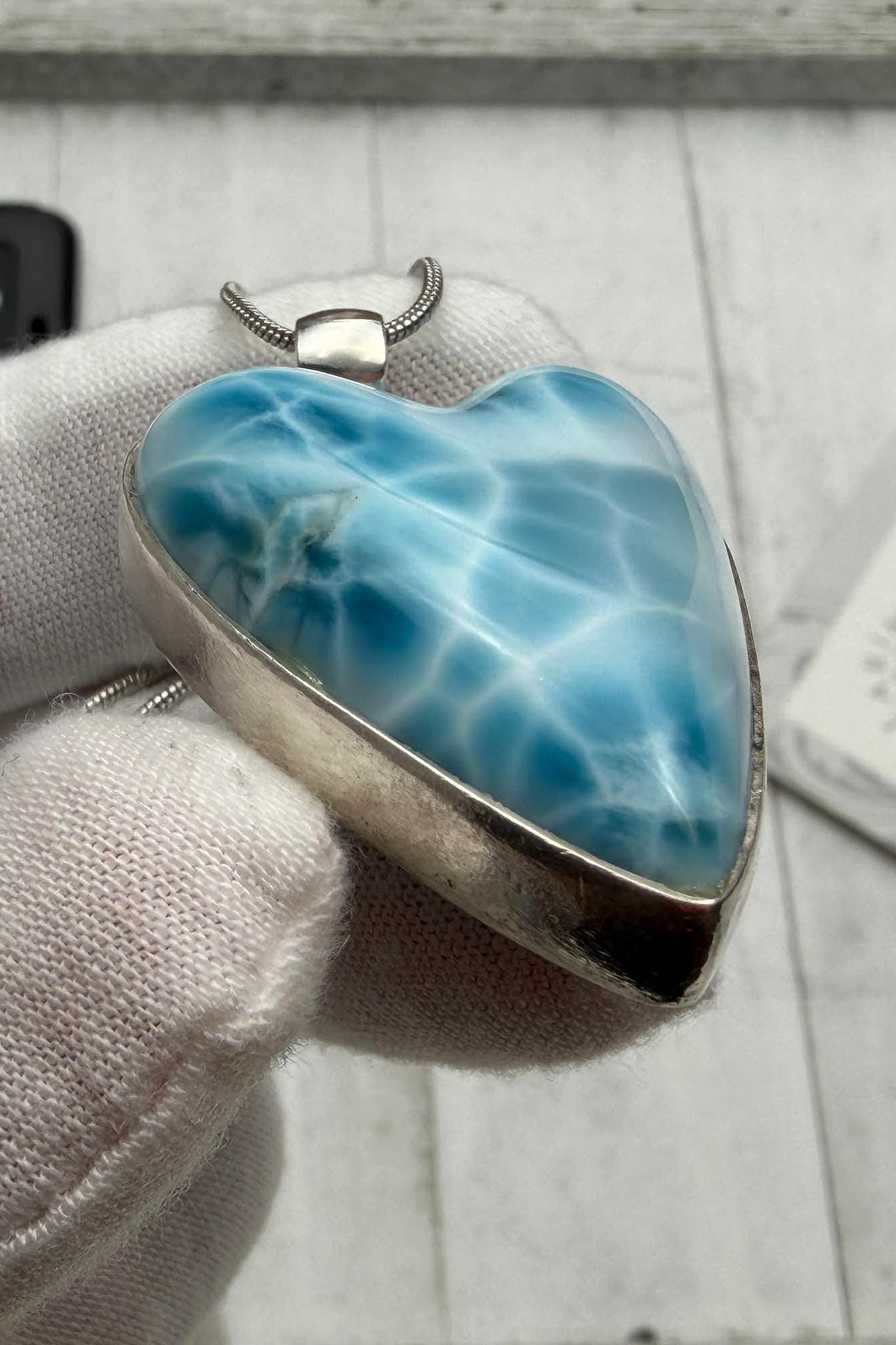 AAA Larimar Heart Pendant – 925 Sterling silver - Larimar Creations