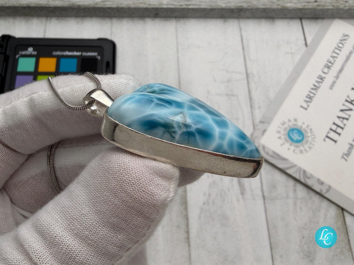 AAA Larimar Heart Pendant – 925 Sterling silver - Larimar Creations