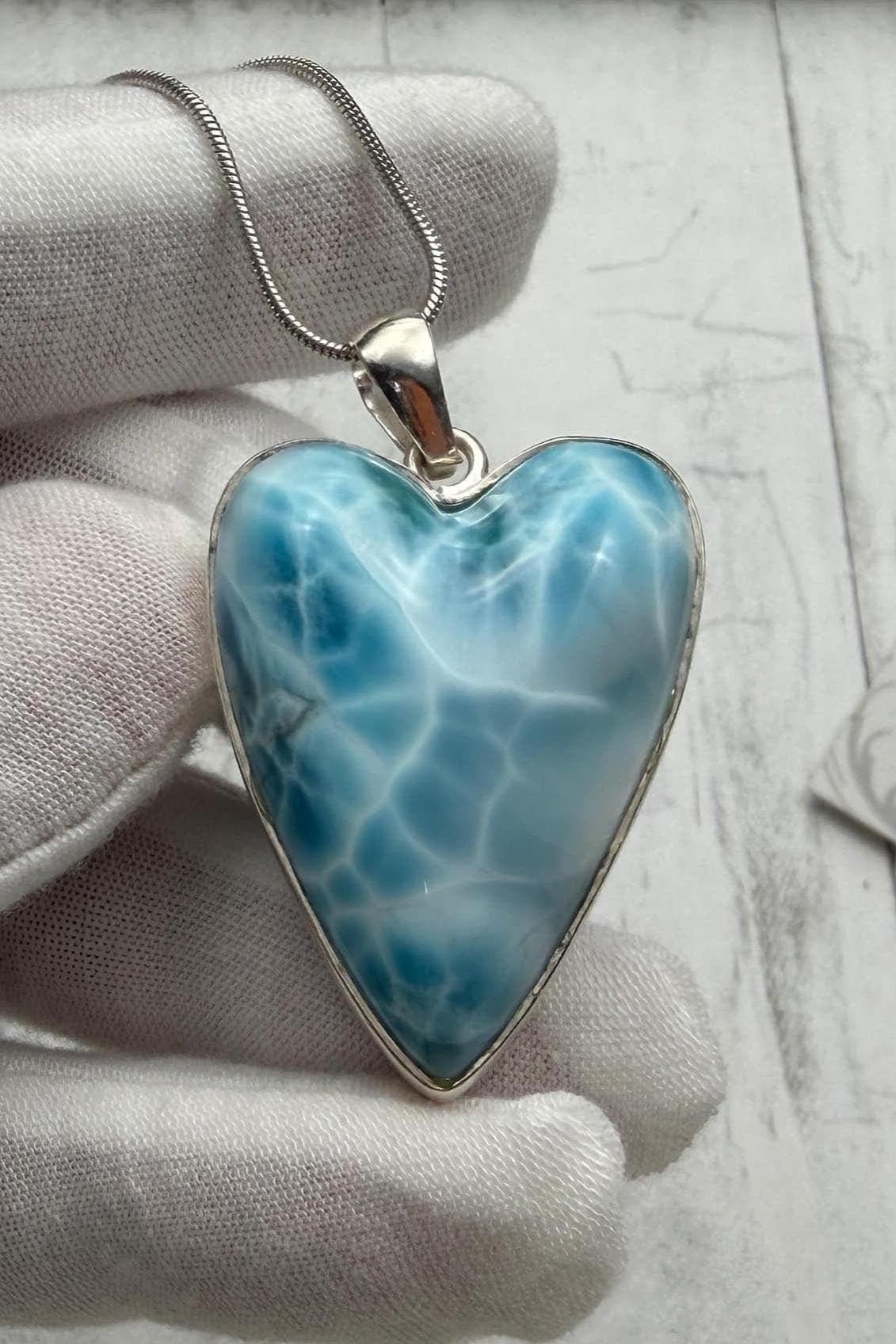 AAA Larimar Heart Pendant – 925 Sterling silver - Larimar Creations