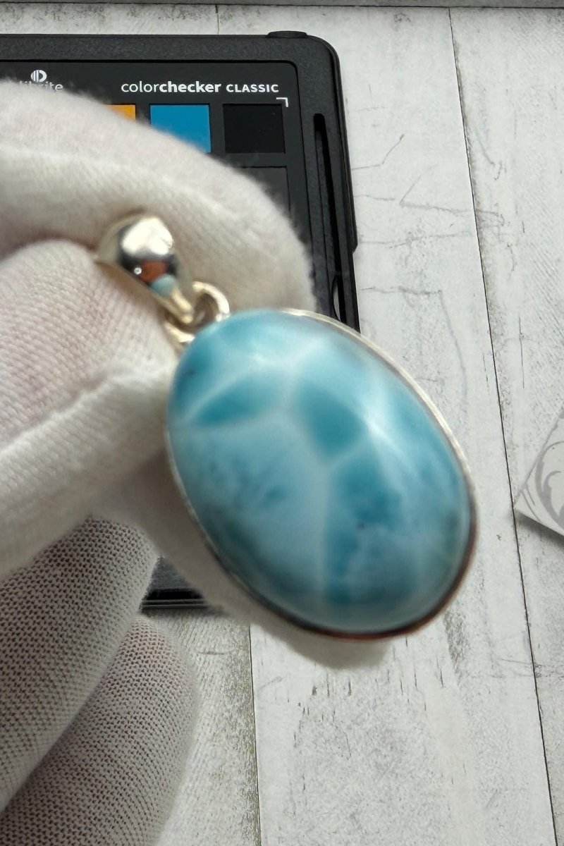 AAA Larimar Oval Necklace 925 Sterling Silver - Larimar Creations