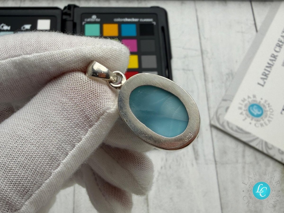AAA Larimar Oval Necklace 925 Sterling Silver - Larimar Creations