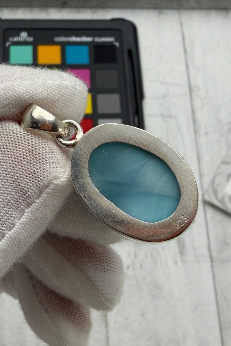 AAA Larimar Oval Necklace 925 Sterling Silver - Larimar Creations