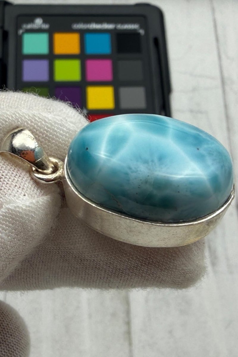 AAA Larimar Oval Necklace 925 Sterling Silver - Larimar Creations