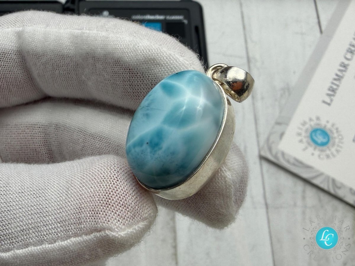 AAA Larimar Oval Necklace 925 Sterling Silver - Larimar Creations