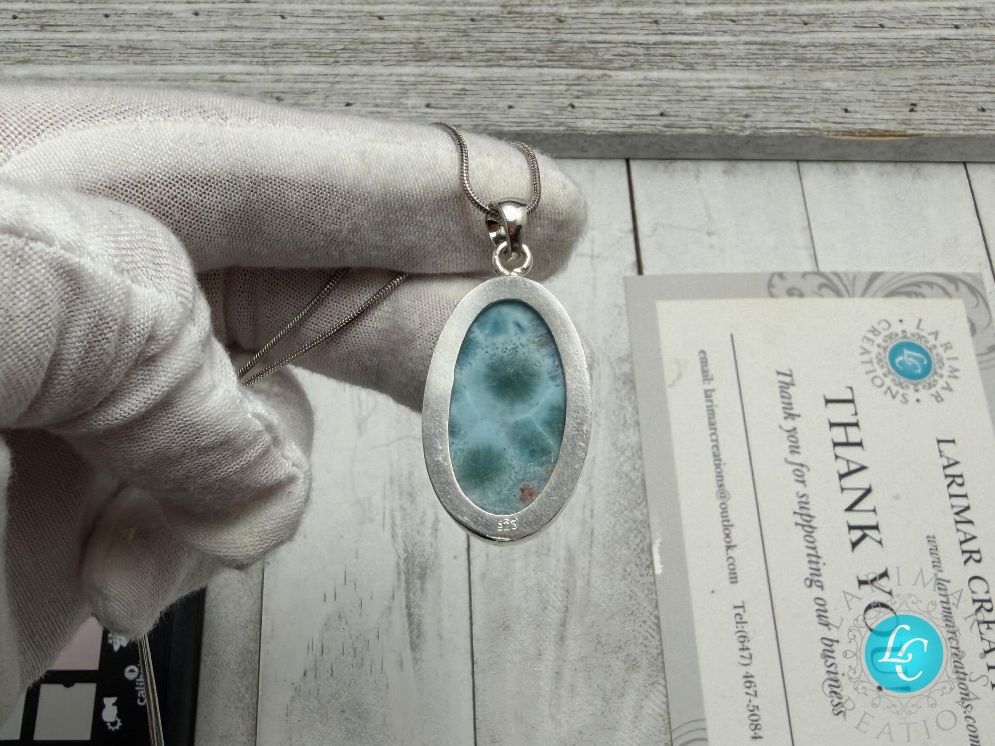 AAA Larimar Pendant, Sterling Silver - Larimar Creations