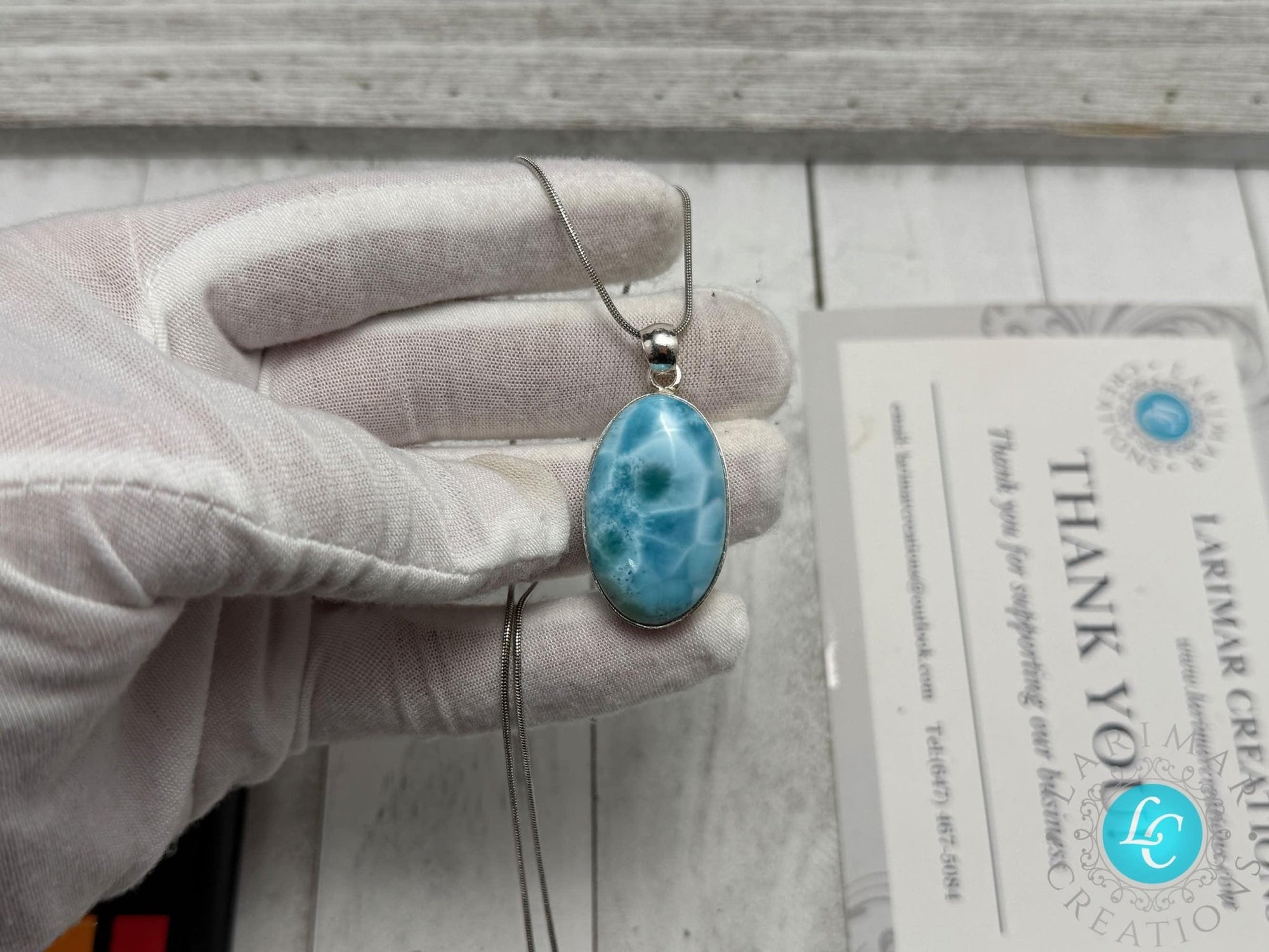 AAA Larimar Pendant, Sterling Silver - Larimar Creations