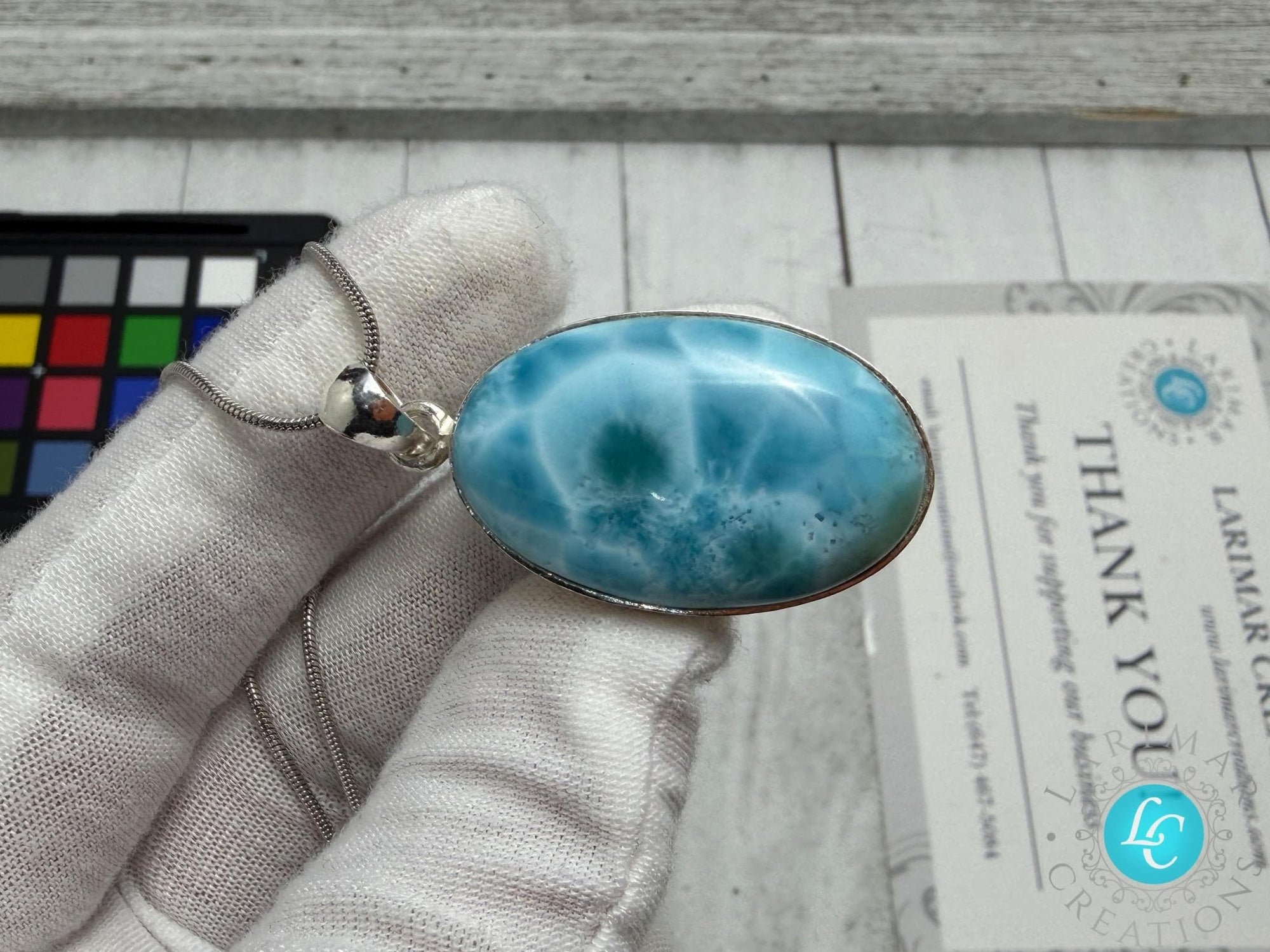 AAA Larimar Pendant, Sterling Silver - Larimar Creations