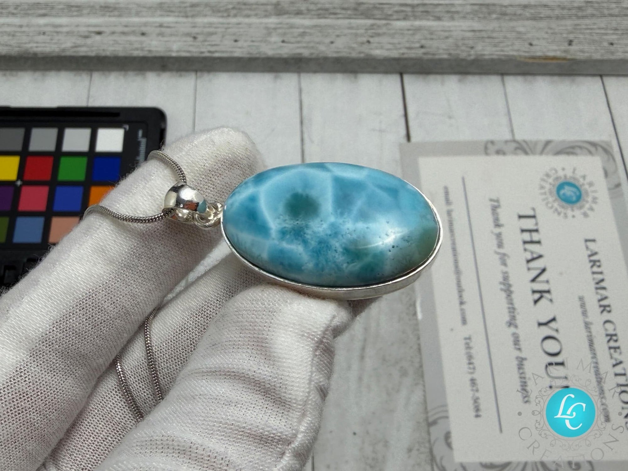 AAA Larimar Pendant, Sterling Silver - Larimar Creations