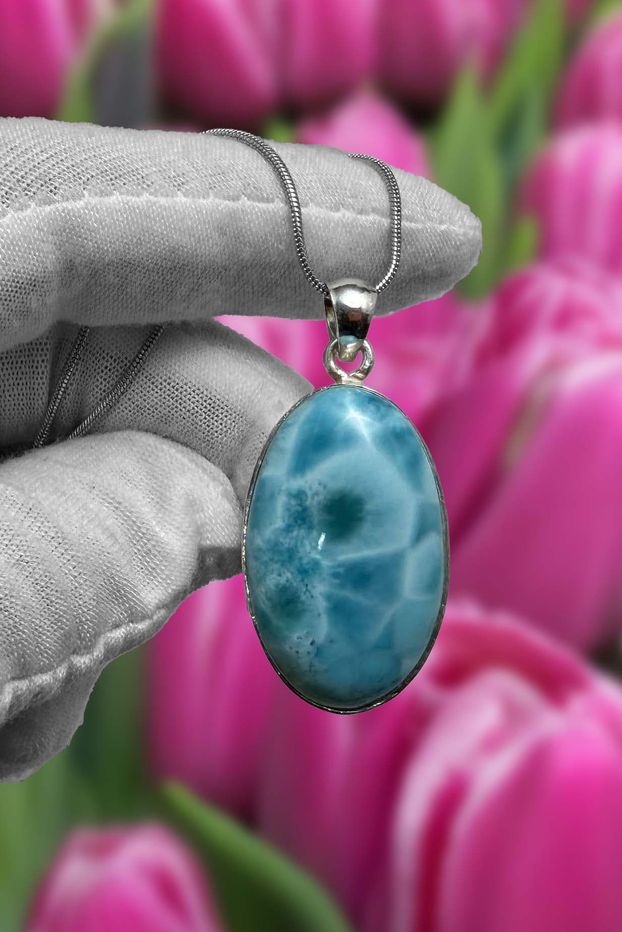 AAA Larimar Pendant, Sterling Silver - Larimar Creations