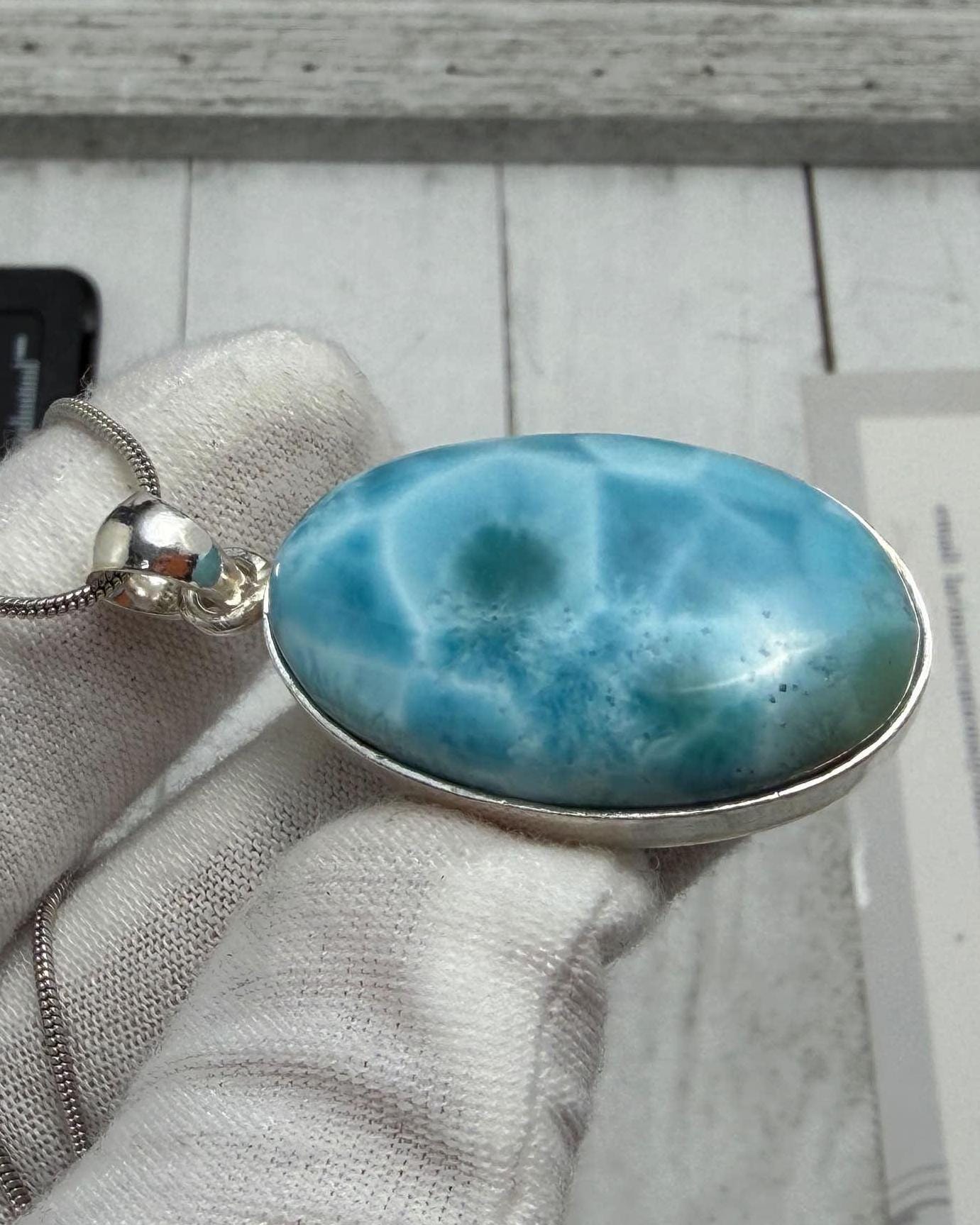 AAA Larimar Pendant, Sterling Silver - Larimar Creations