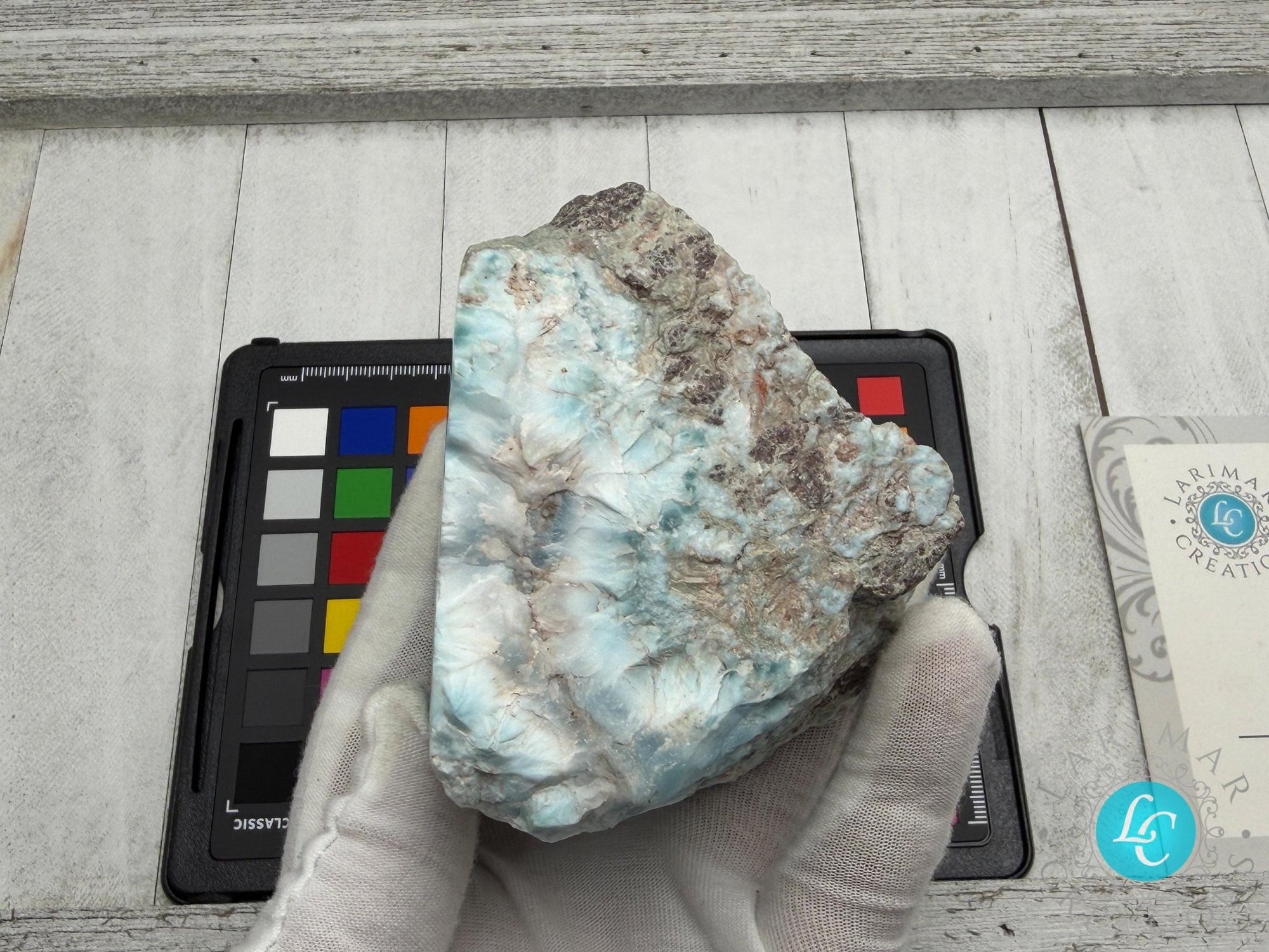 AAA Larimar Slab — Sea Blue Turtleback Pattern, Polished - Larimar Creations