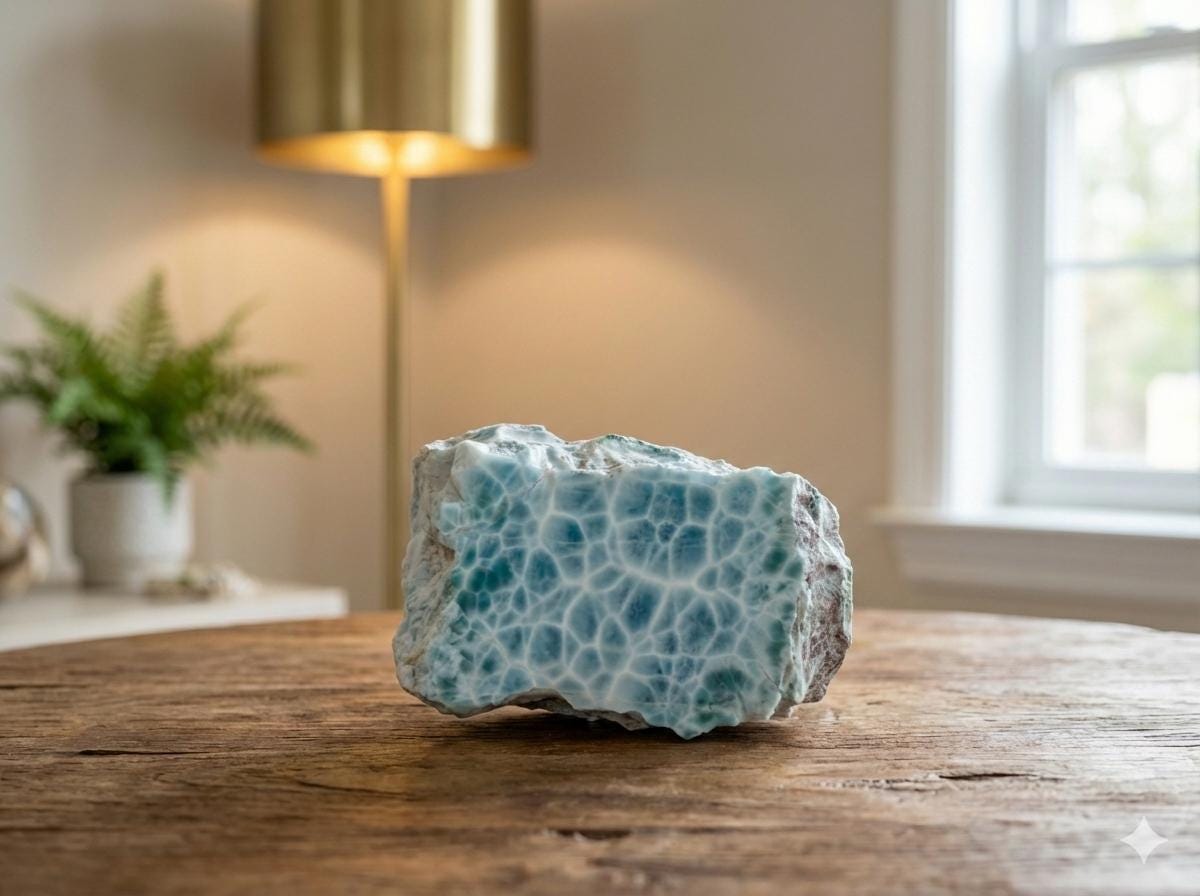 AAA Larimar Slab — Sea Blue Turtleback Pattern, Polished - Larimar Creations