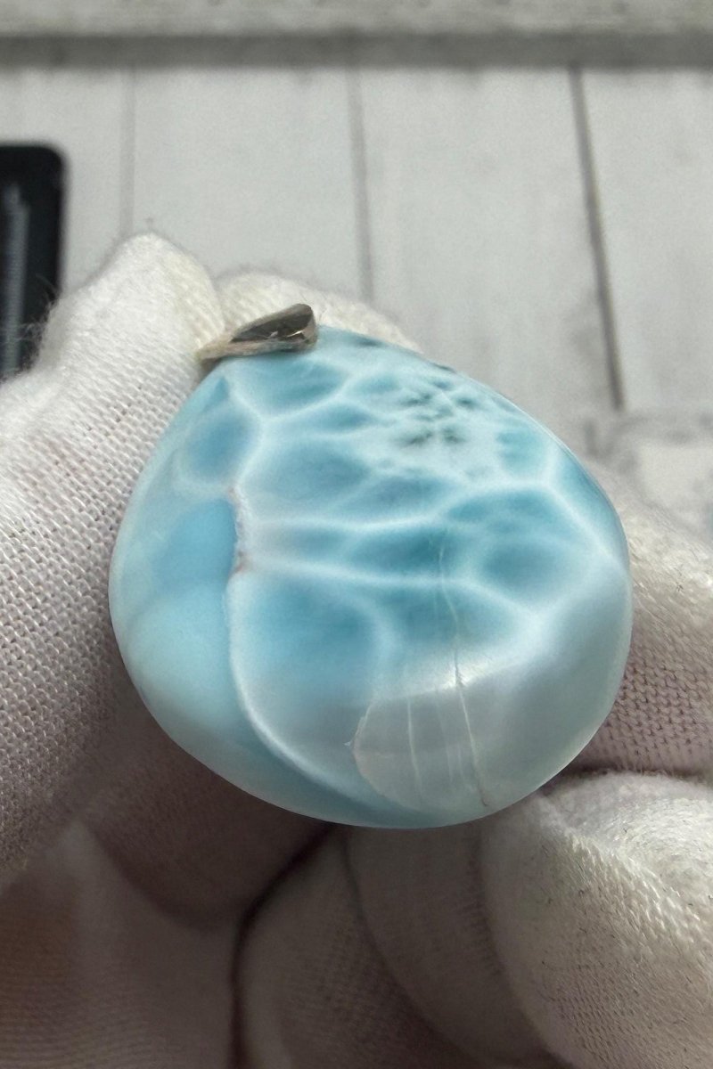 AAA Larimar Turtleback Pendant Sterling Silver - Larimar Creations