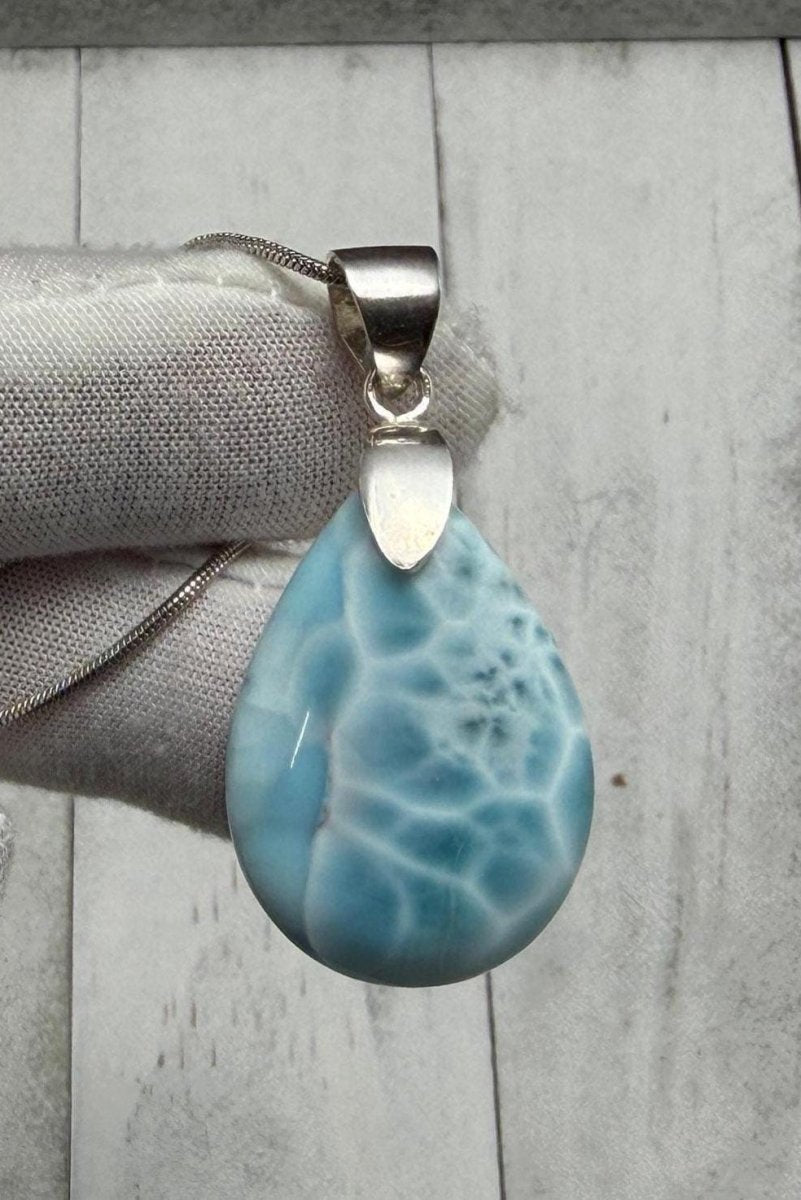 AAA Larimar Turtleback Pendant Sterling Silver - Larimar Creations