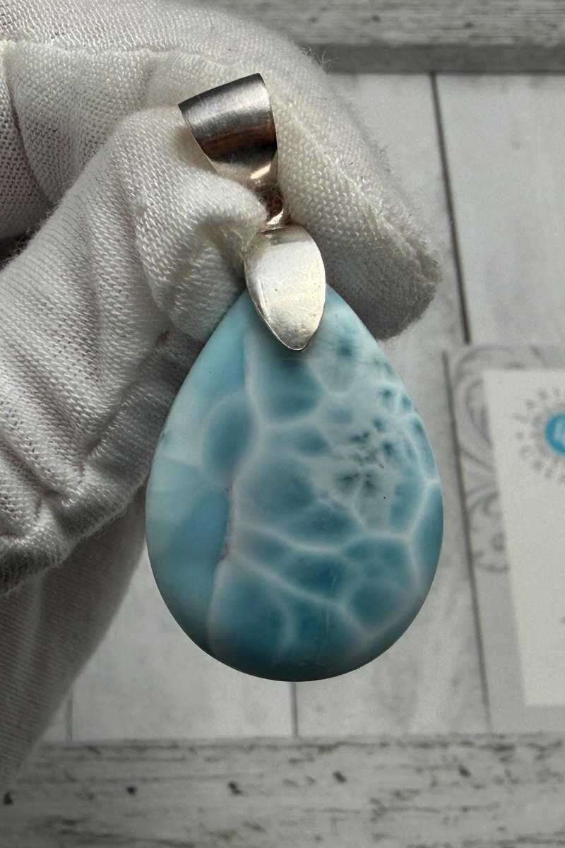 AAA Larimar Turtleback Pendant Sterling Silver - Larimar Creations